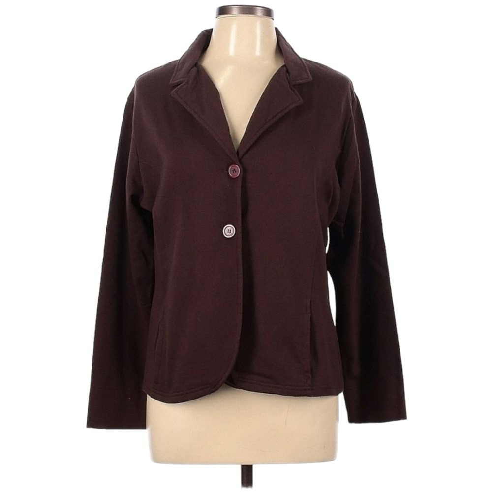 Y2K Bill Blass Sport Blazer Size L Chocolate Brown Button Front Collared Pockets